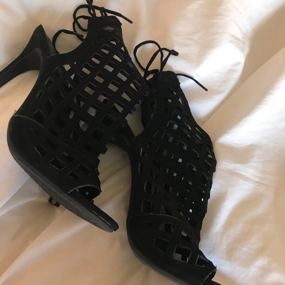 Forever 21 black lace up heels